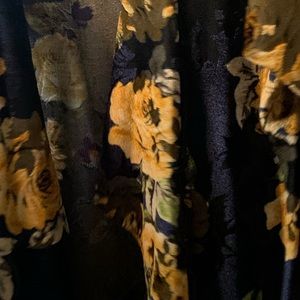 Navy blue velvet coverup with gold flowers